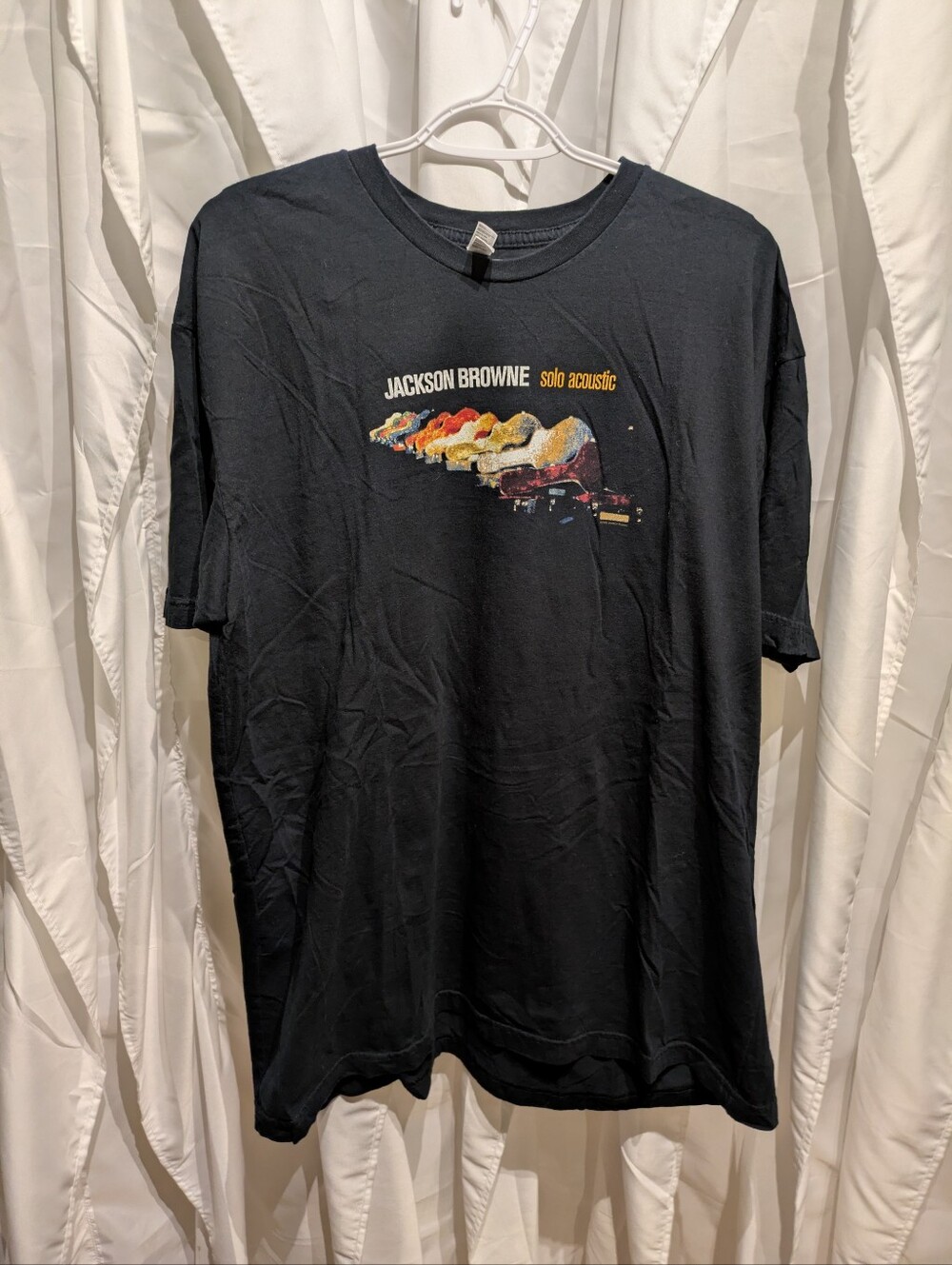 15 Jackson Browne 2009 Solo Acoustic Tour Graphic T-Shirt Black 2XL
